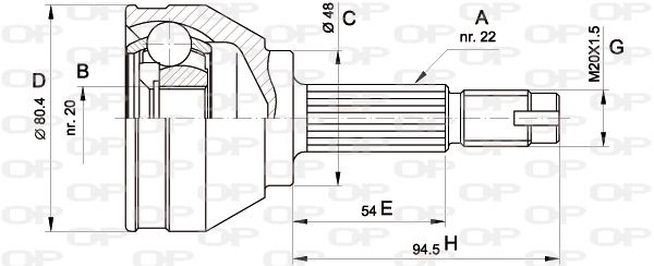 OPEN PARTS Шарнирный комплект, приводной вал CVJ5002.10